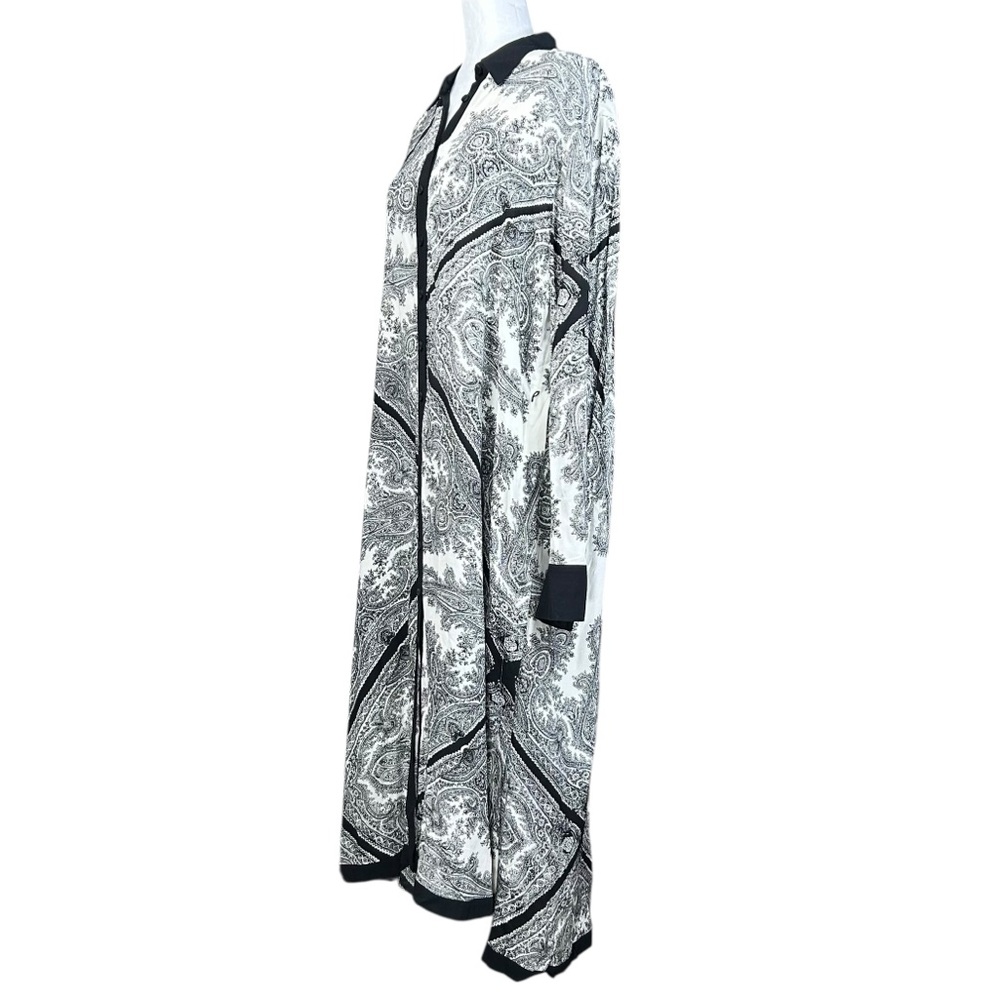 AllSaints Black and White Paisley Midi Shirt Dress - Picture 6 of 14